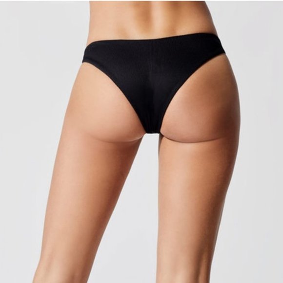 BNWT Beach Riot Island Bikini Bottoms Black Ribbed - Picture 2 of 9